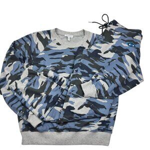 Sofia Vegara Evil Eye Blue/Gray Camo Jogger/Sweatshirt Set Women's Size Medium